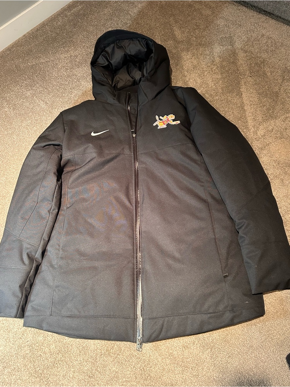 Nike Black Hooded Puffer Jacket with Embroidered Logo